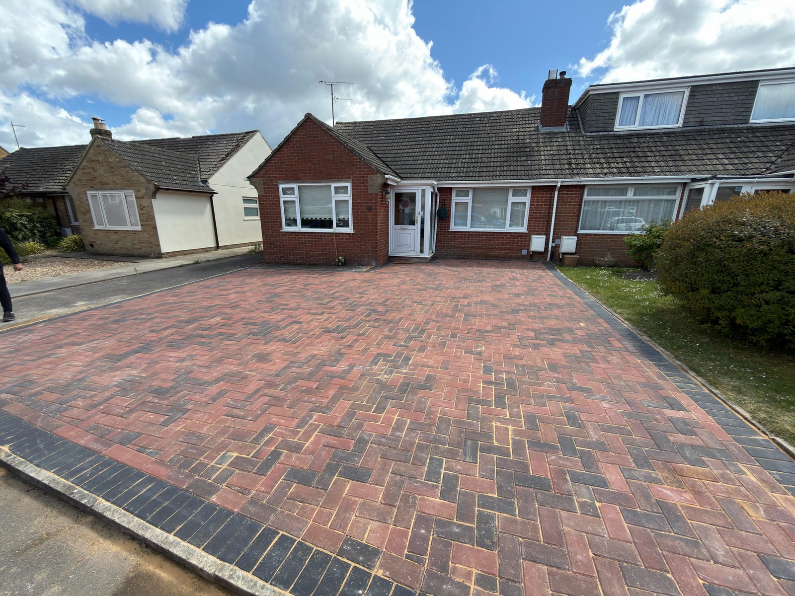A completed block paved driveway